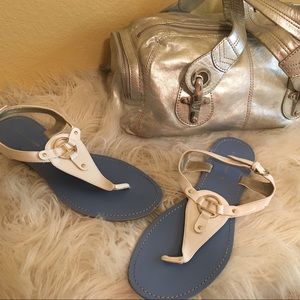 Tommy Hilfiger white patent leather flat sandals